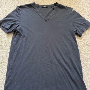 Theory Gaskell V Out Shirt | 100% Pima Cotton | Charcoal Gray